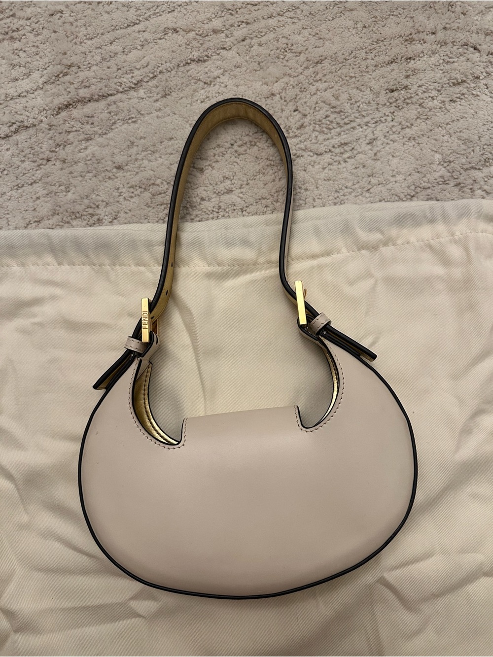 Like New - Fendi Cookie in Cream/White with Gold Hardware - Picture 4 of 4